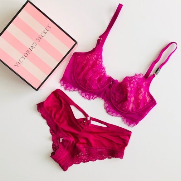 Victoria's Secret Other - Victoria’s Secret fuchsia lingerie set- 32DD/SMALL